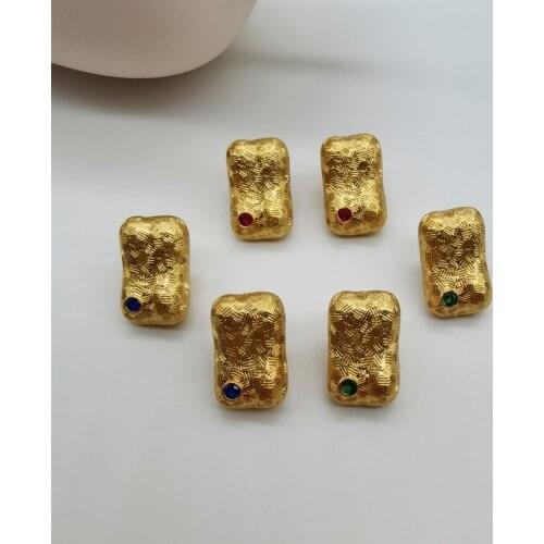 Europe and the United States simple retro geometric square earrings metal arts inlaid zircon earrings jewelry