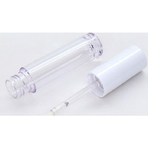 Empty Lip Gloss wand Tube Plastic Clear Cosmetic Container White Cap Packaging Bottle Round Lipgloss Containers 50/100pcs