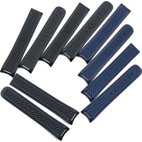 Mens silicone strap 20m watch accessories for Omega hippocampus 300 sports waterproof womens rubber strap AT150 8900watch band