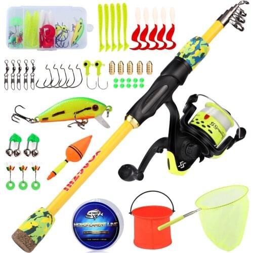 Sougayilang Fishing Rod Full Kit 1.5m/5ft Super Light Carbon Feiber Portable Fishing Rod with Fishing Reel Travel Fishing Tackle