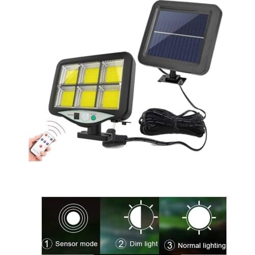 Seperable Solar Lights Outdoor 120 COB LEDs Motion Sensor Light 6 reflectors Remote Control Wall Light 270 Wide Angle Flood Ligh