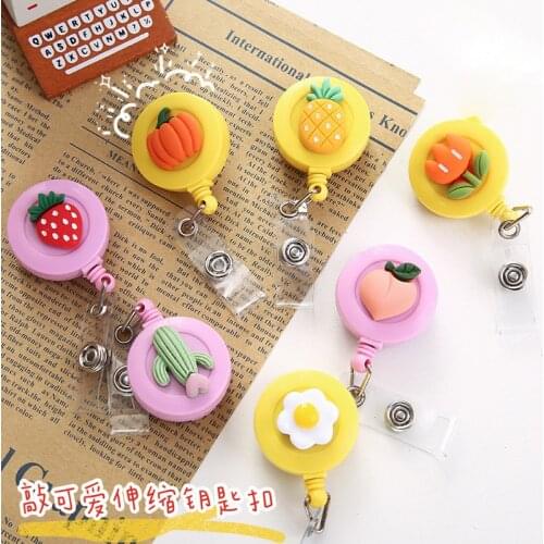 Cartoon Animal Fruit Retractable Badge Reel ID Lanyard Name Tag Card Badge Holder Reels Doctor Nurse Office Supplies
