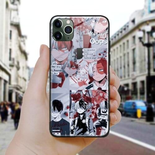 Todoroki rojo my hero academia Silicone Glass Phone Case Cover Shell For iPhone SE 6 6s 7 8 Plus X XR XS 11 12 Mini Pro Max