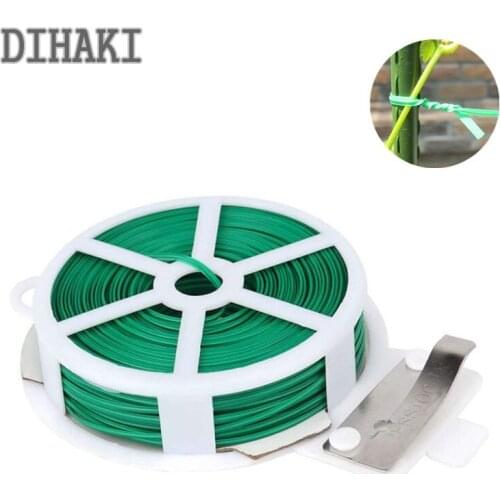 20/30/50/100M Plant Twist Tie with Cutter Sturdy Green Coated Wire for Gardening Home Office Reusable Wire Cable with Slicer