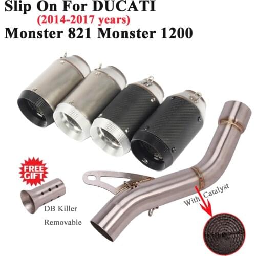 Slip On For DUCATI Monster 821 1200 2014 - 2017 Motorcycle Racing Exhaust Escape Catalyst Modify Link Pipe Muffler DB Killer