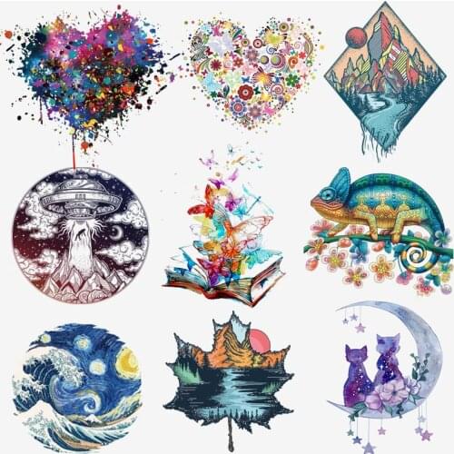 Cartoon Love Thermal Heat Transfer For Clothing Iron On Colorful Animals Transfers For Clothes Appliques For Washable T-shirt