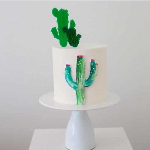 INS Green Cactus Party Cake Topper Plant Theme Birthday Cake Topper Supplies for Baby Shower Birthday Party Cake Decorations