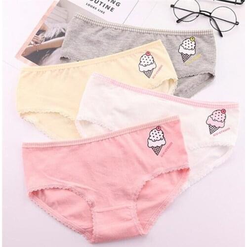 4Pcs/lot Panties Women Underwear Briefs Breathable Underpants Girls Soft Panty waist size girls briefs T2823-4