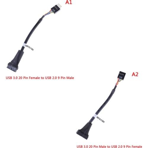 USB 3.0 20 Pin Female Motherboard Header To Usb 2.0 9 Pin Male Adapter Converter Cable For Computer PC