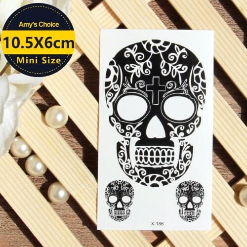 Waterproof Temporary Tattoo Sticker on body art craved skull tattoos Water Transfer fake tattoo flash tattoo for girl women men