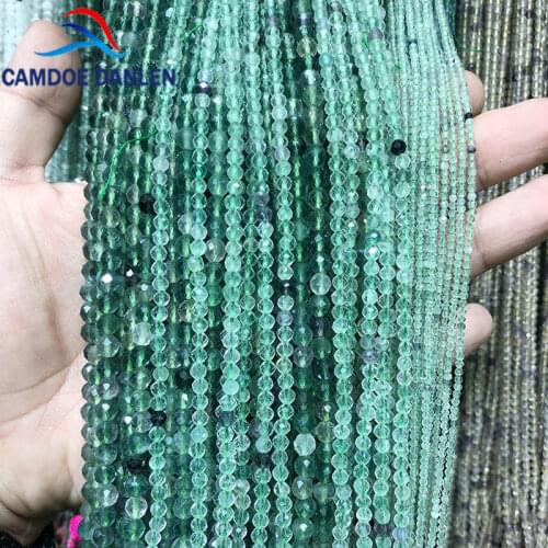 High Quality 100% Natural Stone Faceted Green Fluorite Round Beads For Jewelry Making 2/3/4mm DIY Necklace Bracelet Earring