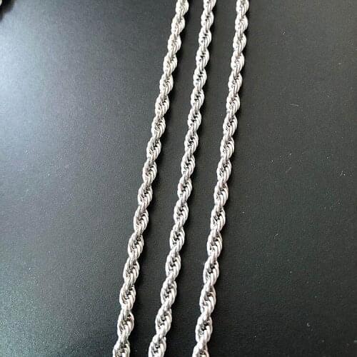 Width 3.0mm New Stainless Steel Rope Chain Necklace for Men Women Fashion Jewelry Necklace Gifts Mens Hip Hop Jewelry