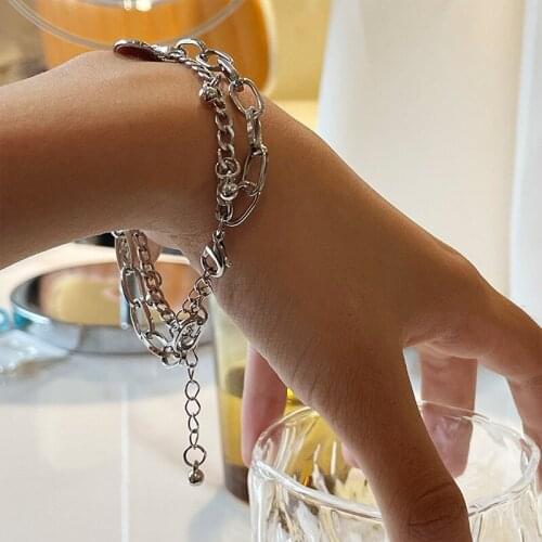 Woman Couple Bracelets Trend Goth Punk Hand Chain Metal Accessoreis Heart Shaped Personality Pendent Women Bracelet Jewelry