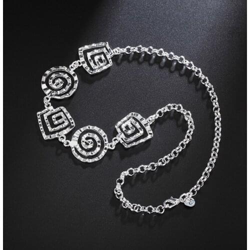 925 Sterling Silver 18 Inch Hollow Thread Pendant Necklace for Women Fashion Wedding Party Charm Jewelry
