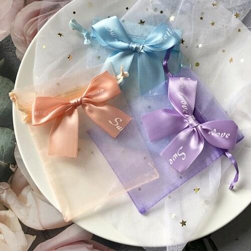 100PCS Wholesale Colorful Drawstring Organza Eyelash Packaging Bag Mascara Wands Applicators Bulk Makeup Lash Packing Baggie