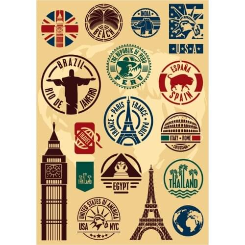 17x Sticker Famous Scenery Logo A4 Size Phone iPad Tablet Laptop Luggage Skateboard Bicycle Motorcycle Auto Car Styling Decal