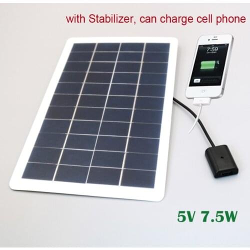 5 V 5W/ 7.5W Solar Panel With Stabilizer For Cell Phones Polycrystalline Solar Battery Output Charger port Charge Regulators