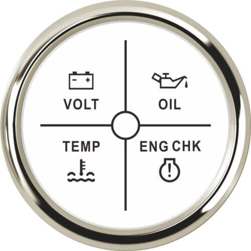52 mm 4LED Alarm Gauge 9-32V Volt Oil Fuel Water Temp Temperature Check Engine Alarm Indicator With Backlight fit Boat Car Truck
