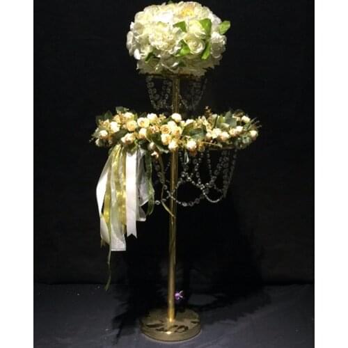 80cm Tall Crystal Table Centerpiece Gold Flower Stand Wedding Props