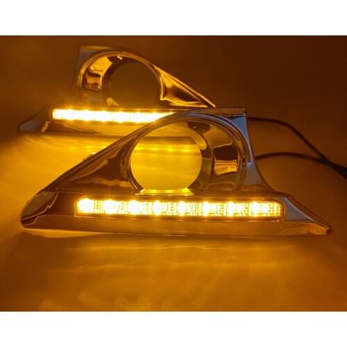 Car Flashing 1 Pair Car LED DRL Daytime Running Light Fog lamp Turn signal For Toyota Camry 2012 2013 2014 With Chromed Cover