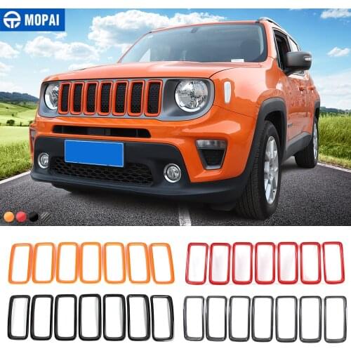 MOPAI Car Stickers for Jeep Renegade 2019+ Car Front Grille Cover Decoration Ring Accessories for Jeep Renegade 2019
