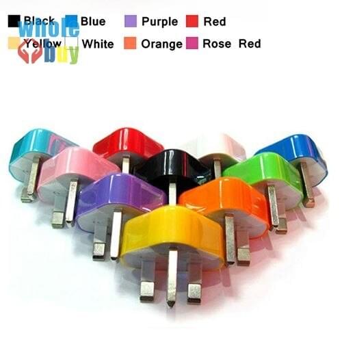 Free shipping colorful For iPhone1 Port USB Power adapter charger for UK Plug USB Charger AC Wall charger Adapter 300pcs/lot