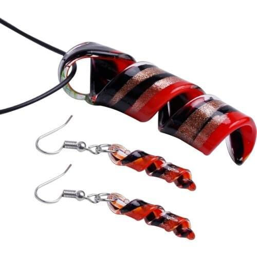 Free Shipping 6 stet Jewelry Women Party Necklace/earrings Swirl Lampwork Glass Murano Bead Necklace Earring Fashion