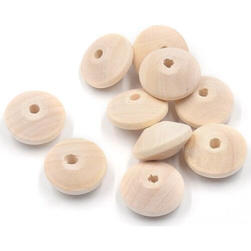 10pcs Rondelle Shape 22x13mm Natural Wood Loose Handcraft Beads for DIY Crafts Jewelry Making