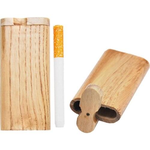 Wood Dugout One Hitter With Ceramic Pipe Cigarette Case Classic Design Natural Handmade Wooden Cigarette Tobacco Box Smoking
