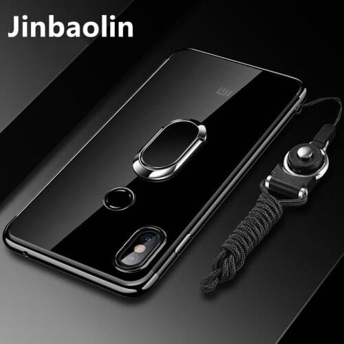Transparent Plating Phone Case For Xiaomi MIX3 MIX 3 2 2S Mi 8 9t 9 8SE Note3 Cases Magnet Car Ring Holder Back Soft TPU Cover
