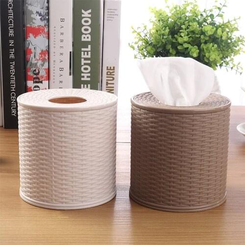 Dustproof Round Container Living Room Bedroom Napkin Holder Home Toilet Roll Paper Storage Desktop Hotel Decorative Tissue Box