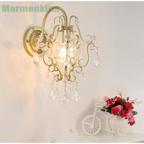 Hot crystal wall lamp living room bedside mirror front lamp aisle lights bedroom iron art lamp