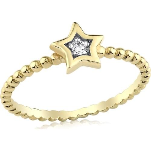 14k Gold Natural Diamond Star Gemstone Ring PY1066