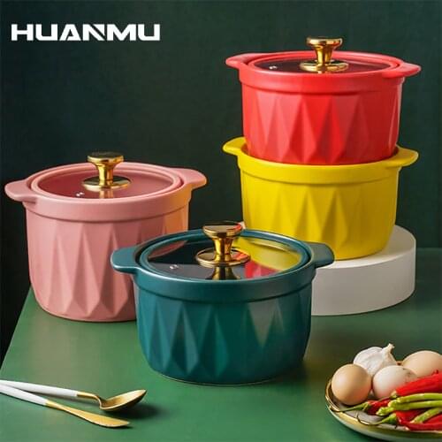 Ceramics Soup Pot Household Kitchen Salad Bowl Thickened Flame Explosion-Proof Cooking Saucepan Cookware Send Free Pot Holder