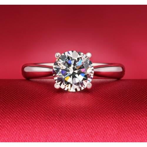 Sterling Silver 925 Round Cut 1CT Moissanite Lab Grown Diamond Engagement & Wedding Ring Jewelry Find For Women