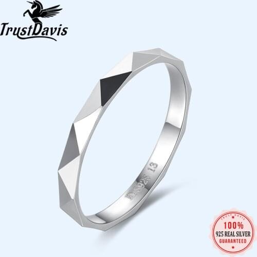 Trustdavis Real 925 Sterling Silver Minimalist Fashion Triangle Plane Finger Rings For Women Wedding Party S925 Jewelry DA1297