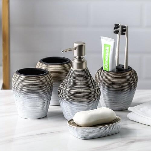 5 PCS Set Bathroom Kit Ceramic Pattern Toothbrush Holder Cup Soap Box Bathroom Set Tray Toothbrush Cool Bathroom Accessories