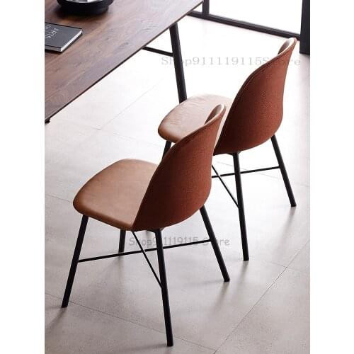 Saddle Leather Dining Chair Nordic Modern Simple Light Luxury Hotel Leisure Negotiation Reception And Reception Italian Style Mi