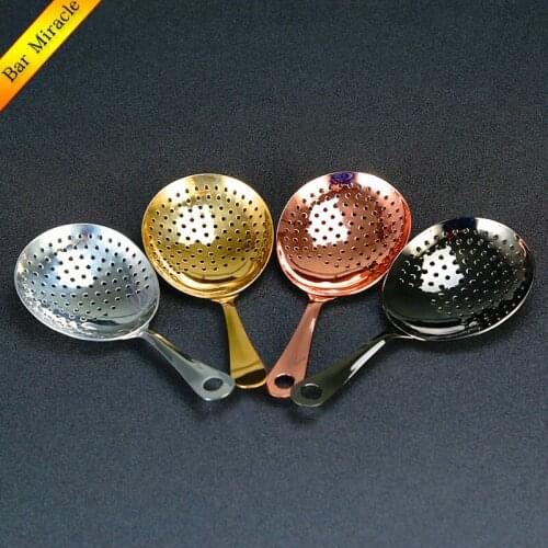 Kitchenware 304 Stainless Steel Round Head Colander Spoon Ice Scoop Draining Spoon Fruit Cocktail Filter Strainer