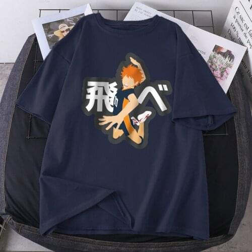 Summer Haikyuu Cartoon T-shirts Black Harajuku Womens T-shirts Fashion O-Neck Purple Cosplay Tops Tees Washable Camiseta Woman
