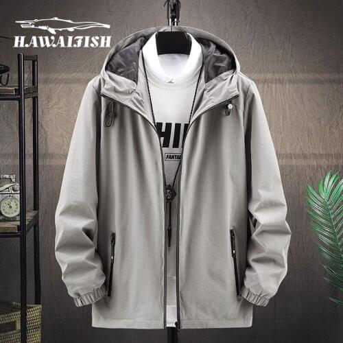 Hawaifish brand Mens Jacket 2021 Spring and Autumn New Hooded Fashion windbreaker male Handsome Slim Korean chaqueta hombre