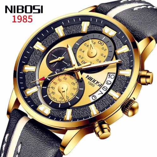 2021 NIBOSI Mens Watches Chronograph Waterproof Luxury Business Watch Men Stainless Steel Fashion Dress Watch Relogio Masculino