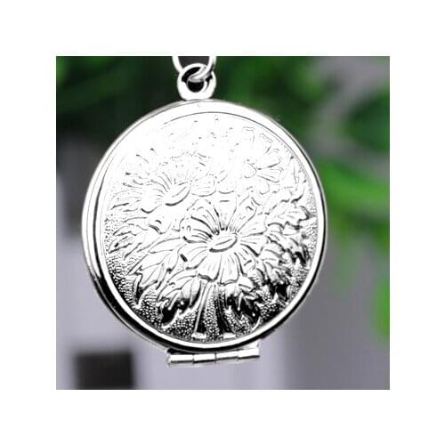 N111 Fashion round jewelry sunflowers pattern locket pendant necklace
