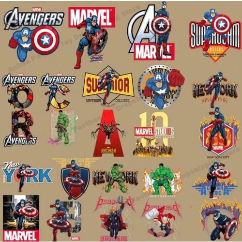 Disney Marvel Iron man spiderman captain America Hulk Thor Ant-Man patches anime cartoon clothes patches Garment cloth stickers