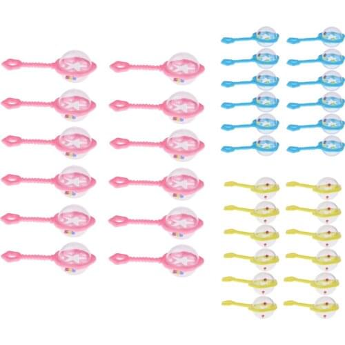New 12 Pieces Star Mini Rattles Baby Shower Christening Birthday Gender Reveal Party Bag Fillers Table Decor Gift Favors Supply