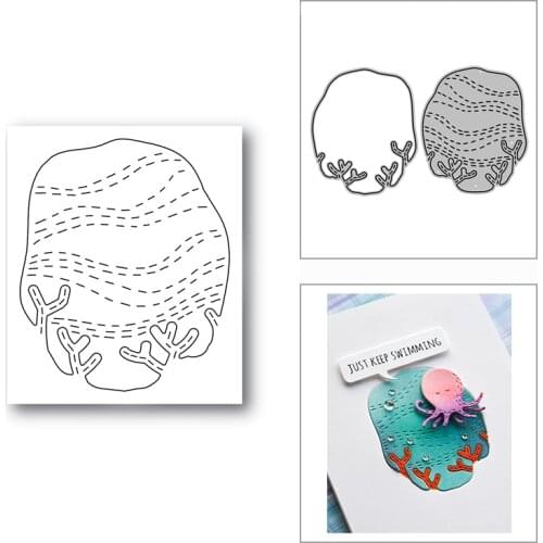 New 2021 Stitched Seascape Coral Background Metal Cutting Dies for DIY Scrapbooking and Card Making Embossing Craft No Stamps