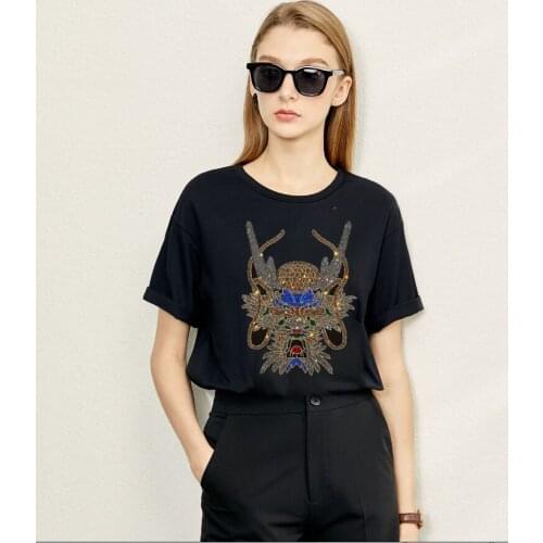 2021 New Women Summer Tshirt Casual Hot drill Loose Tee Short Sleeve Tops Casual T-Shirt Women Clothes