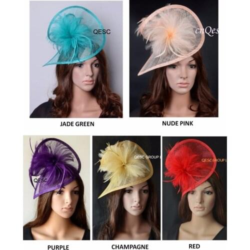 New colors,HOT sinamay fascinator hat in SPECIAL shape w/ feathers for hair accessory/races/church/wedding/party/Kentucky derby