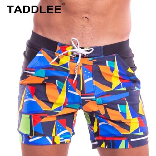 Taddlee Brand Mens Swimwear Swim Surf Board Boxer Trunks Briefs Bikini Pocket Gay Long Swimsuits Sexy Bathing Suits Quick Drying