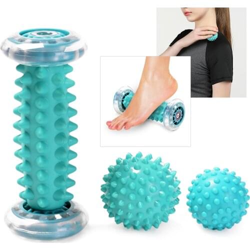 Plantar Fasciitis Foot Massage Roller with Spiky Massage Ball for Hand Leg Back Pain Therapy Deep Tissue Trigger Point Recovery